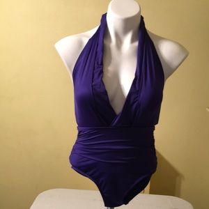 Badgley Mischka Purple One-Piece Swimsuit D-14